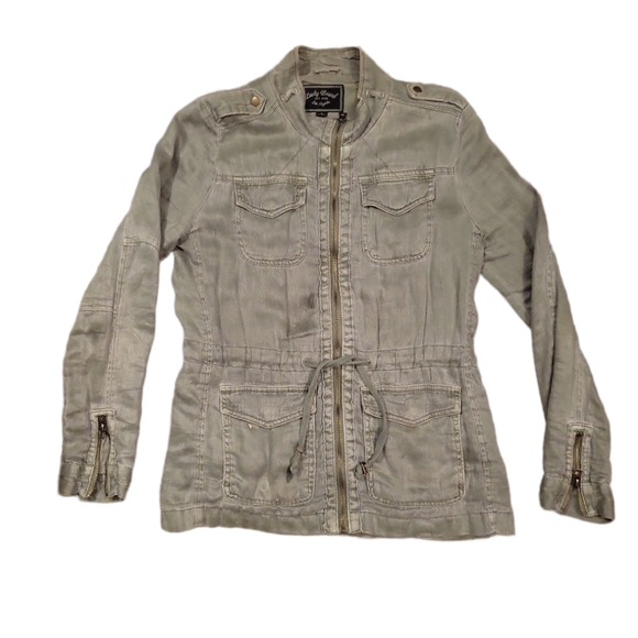 Lucky brand army style linen jacket size small - Picture 2 of 8